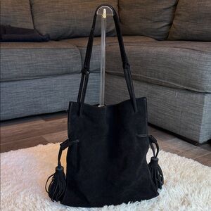 Elegant Black Suede Tote Bag